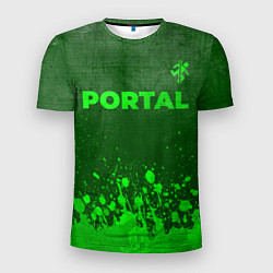 Мужская спорт-футболка Portal - green gradient посередине