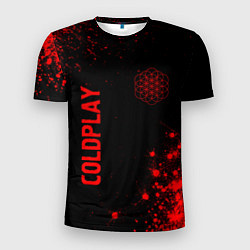 Мужская спорт-футболка Coldplay - red gradient вертикально