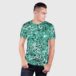 Футболка спортивная мужская Бирюзовый с чёрно-белыми пятнами, цвет: 3D-принт — фото 2