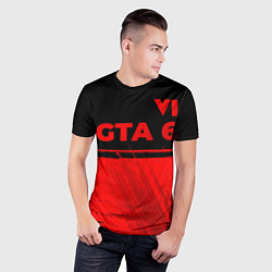 Футболка спортивная мужская GTA 6 - red gradient посередине, цвет: 3D-принт — фото 2