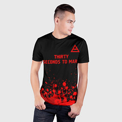 Футболка спортивная мужская Thirty Seconds to Mars - red gradient посередине, цвет: 3D-принт — фото 2