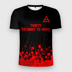 Футболка спортивная мужская Thirty Seconds to Mars - red gradient посередине, цвет: 3D-принт