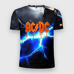 Футболка спортивная мужская ACDC логотип из лавы на молнии, цвет: 3D-принт