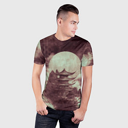 Футболка спортивная мужская Японская башня в горах, цвет: 3D-принт — фото 2