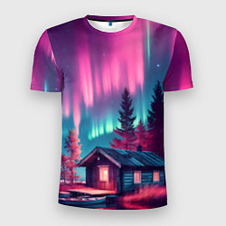 Футболка спортивная мужская Лиловое сияние над лесом, цвет: 3D-принт