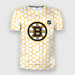 Футболка спортивная мужская Бостон Брюинз - белые соты, цвет: 3D-принт