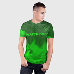 Футболка спортивная мужская Watch Dogs - green gradient посередине, цвет: 3D-принт — фото 2