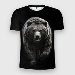 Футболка спортивная мужская Грозный медведь с знаком лапа медведя, цвет: 3D-принт