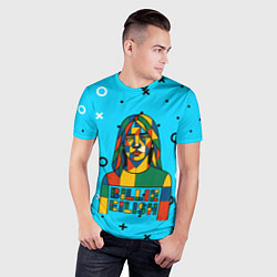 Футболка спортивная мужская Билли Айлиш из разноцветной мозаики, цвет: 3D-принт — фото 2