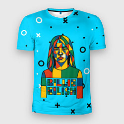 Футболка спортивная мужская Билли Айлиш из разноцветной мозаики, цвет: 3D-принт
