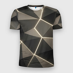 Футболка спортивная мужская Серая объемная текстура с гранями, цвет: 3D-принт