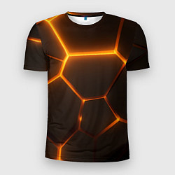 Мужская спорт-футболка Оранжевое свечение текстура