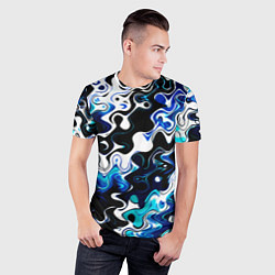 Футболка спортивная мужская Абстракция разлитые краски чёрно-сине-белый, цвет: 3D-принт — фото 2