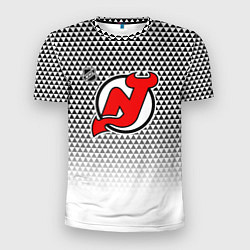 Футболка спортивная мужская Нью Джерси Девилз - геометрический градиент, цвет: 3D-принт