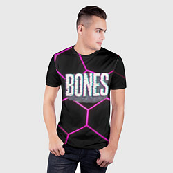 Футболка спортивная мужская Bones белый глитч лого, цвет: 3D-принт — фото 2