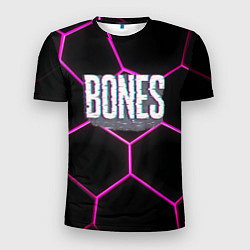 Футболка спортивная мужская Bones белый глитч лого, цвет: 3D-принт
