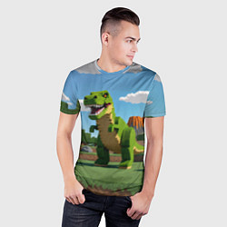 Футболка спортивная мужская Тираннозавр рекс - Майнкрафт, цвет: 3D-принт — фото 2