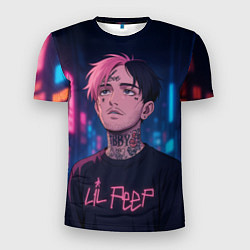 Мужская спорт-футболка LiL Peep - Неоновый аниме арт