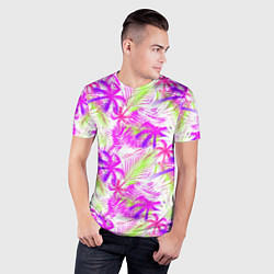 Футболка спортивная мужская Palm tree pink, цвет: 3D-принт — фото 2