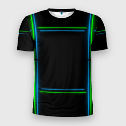 Футболка спортивная мужская Neon green light blue, цвет: 3D-принт