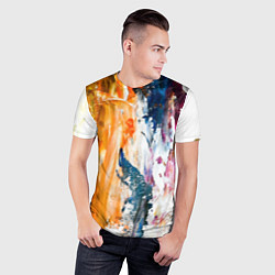 Футболка спортивная мужская Разноцветные мазки кисти на палитре художника, цвет: 3D-принт — фото 2