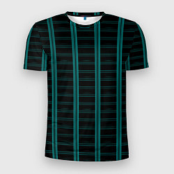 Футболка спортивная мужская Color blue dark stripe, цвет: 3D-принт