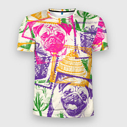 Мужская спорт-футболка Мопс и праздник