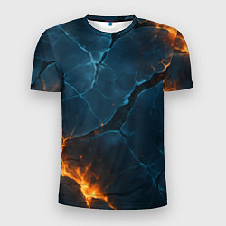 Мужская спорт-футболка Разлом плит с огнем