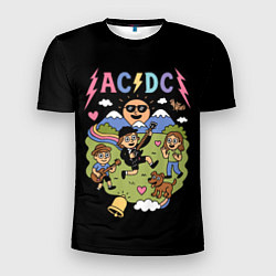 Мужская спорт-футболка ACDC, мультяшный стиль