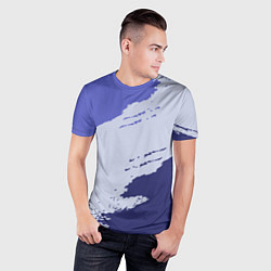 Футболка спортивная мужская Сине-голубые неравномерные полосы, цвет: 3D-принт — фото 2