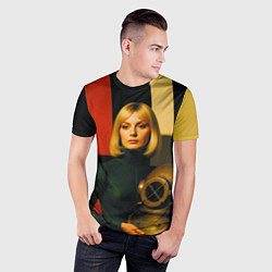 Футболка спортивная мужская Девушка с водолазным шлемом ретрофутуризм поп-арт, цвет: 3D-принт — фото 2