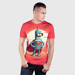 Футболка спортивная мужская Робот-сгибальщик Бендер супермен - коллаба, цвет: 3D-принт — фото 2