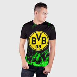 Футболка спортивная мужская Borussia зелёный огонь, цвет: 3D-принт — фото 2