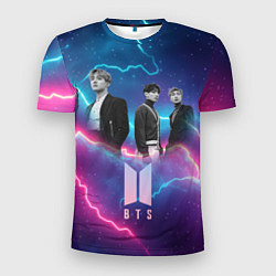Мужская спорт-футболка BTS на фоне молний