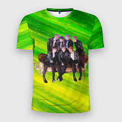 Футболка спортивная мужская BTS сидят на диване, цвет: 3D-принт