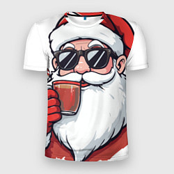 Футболка спортивная мужская Санта Клаус в стильных солнцезащитных очках, цвет: 3D-принт
