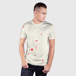 Футболка спортивная мужская Color white red shapes, цвет: 3D-принт — фото 2