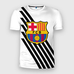 Футболка спортивная мужская Barcelona черно белые полосы, цвет: 3D-принт