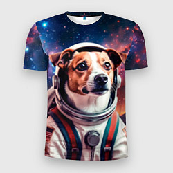 Футболка спортивная мужская Джек-Рассел-терьер в скафандре в космосе, цвет: 3D-принт
