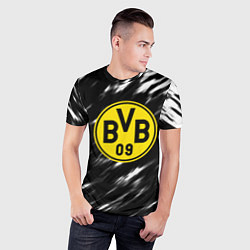 Футболка спортивная мужская Borussia штрихи красок текстура, цвет: 3D-принт — фото 2