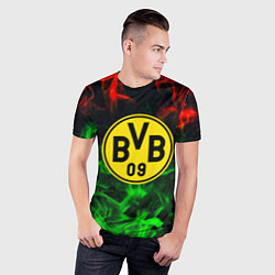 Футболка спортивная мужская Borussia красно зеленый огонь, цвет: 3D-принт — фото 2