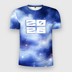 Футболка спортивная мужская 2026 сине-голубая дымка, цвет: 3D-принт