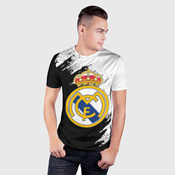 Футболка спортивная мужская Real Madrid текстура штрихи, цвет: 3D-принт — фото 2