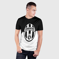 Футболка спортивная мужская Ювентус черно белая геометрия, цвет: 3D-принт — фото 2