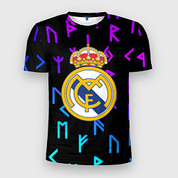 Мужская спорт-футболка Реал Мадрид неоновые символы