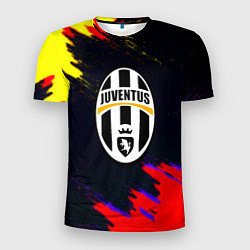 Мужская спорт-футболка Juventus краски текстура штрихи