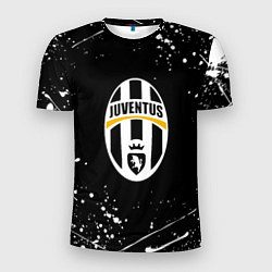 Мужская спорт-футболка Juventus белые краски всплеск