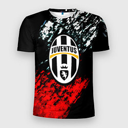 Мужская спорт-футболка Juventus краски штрихи текстура