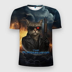 Футболка спортивная мужская The purrminator кот терминатор, цвет: 3D-принт