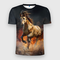 Футболка спортивная мужская Лошадь нарисованная красками, цвет: 3D-принт